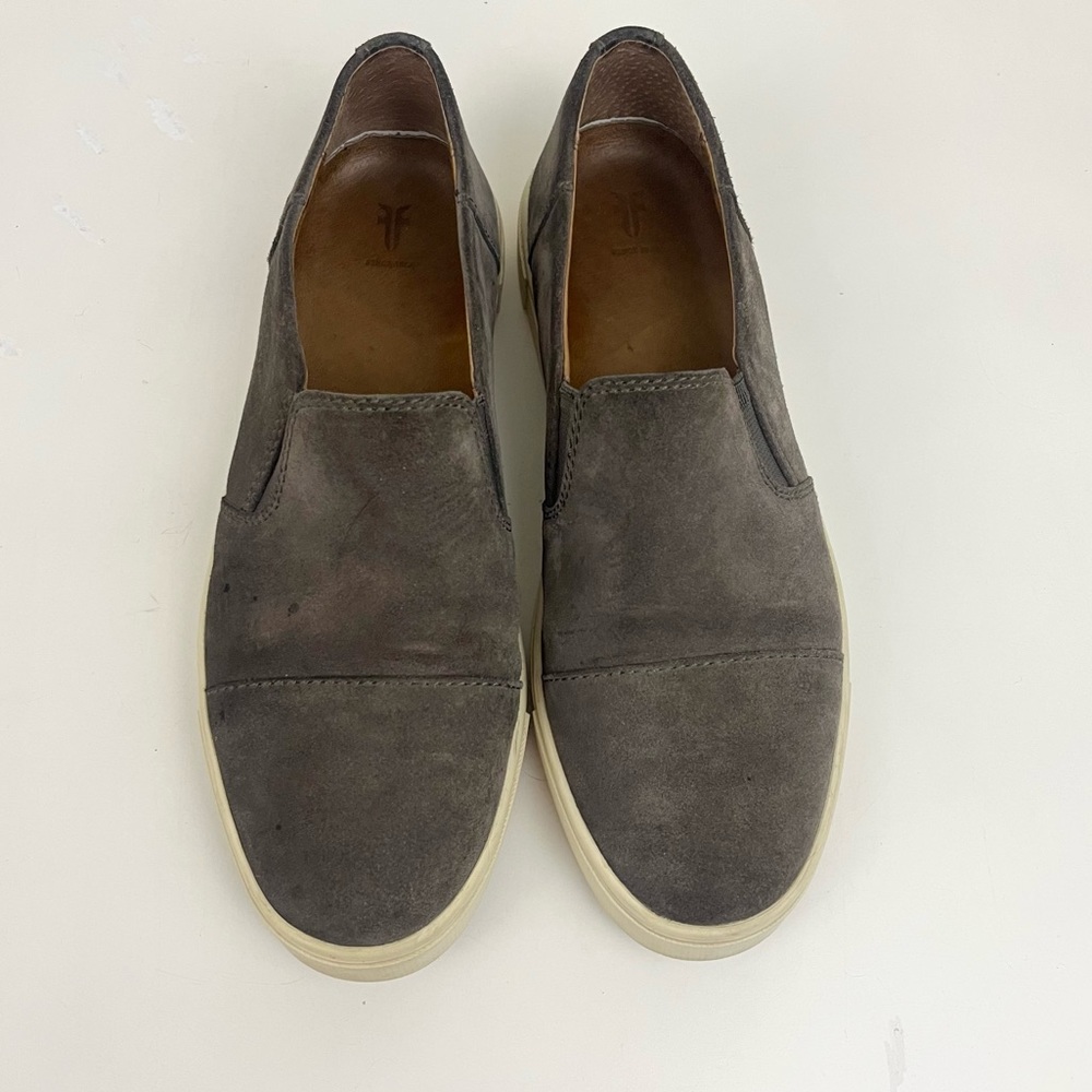 Frye Gray Leather Suede Slip On Sneaker Loafers Women’s Size 7.5